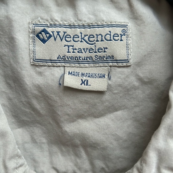 Weekender Traveler Mens Short Sleeve Button Down Khaki Adventure Series XL Shirt - Picture 4 of 7